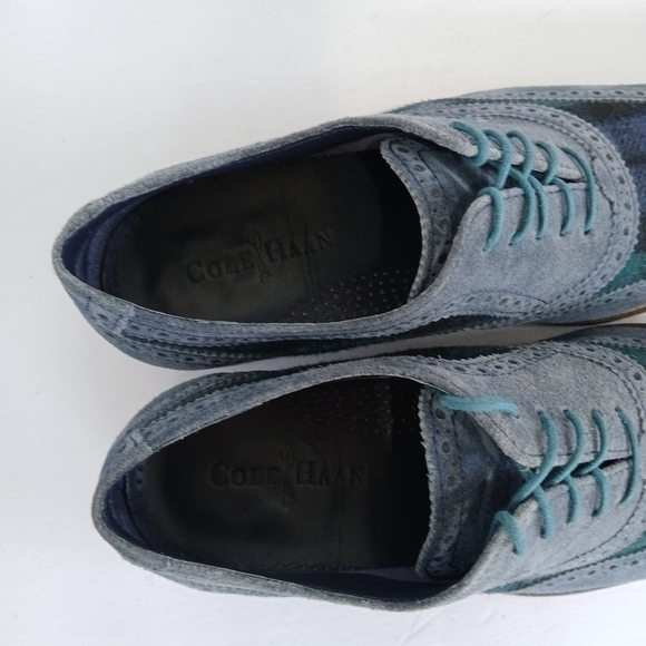 Cole Haan Air Colton Wingtip Oxford Plaid Navy - Picture 7 of 8